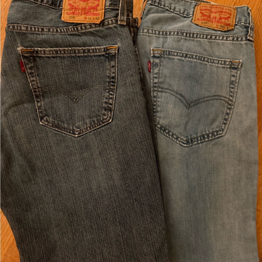 Levi's 569 Men's Relaxed Jeans - Dark and Light Blue 34x32
